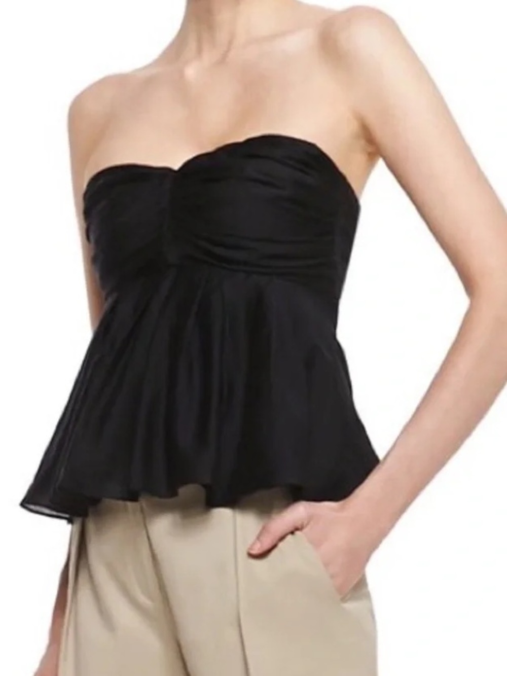 L’Agence Strapless Pleated Top